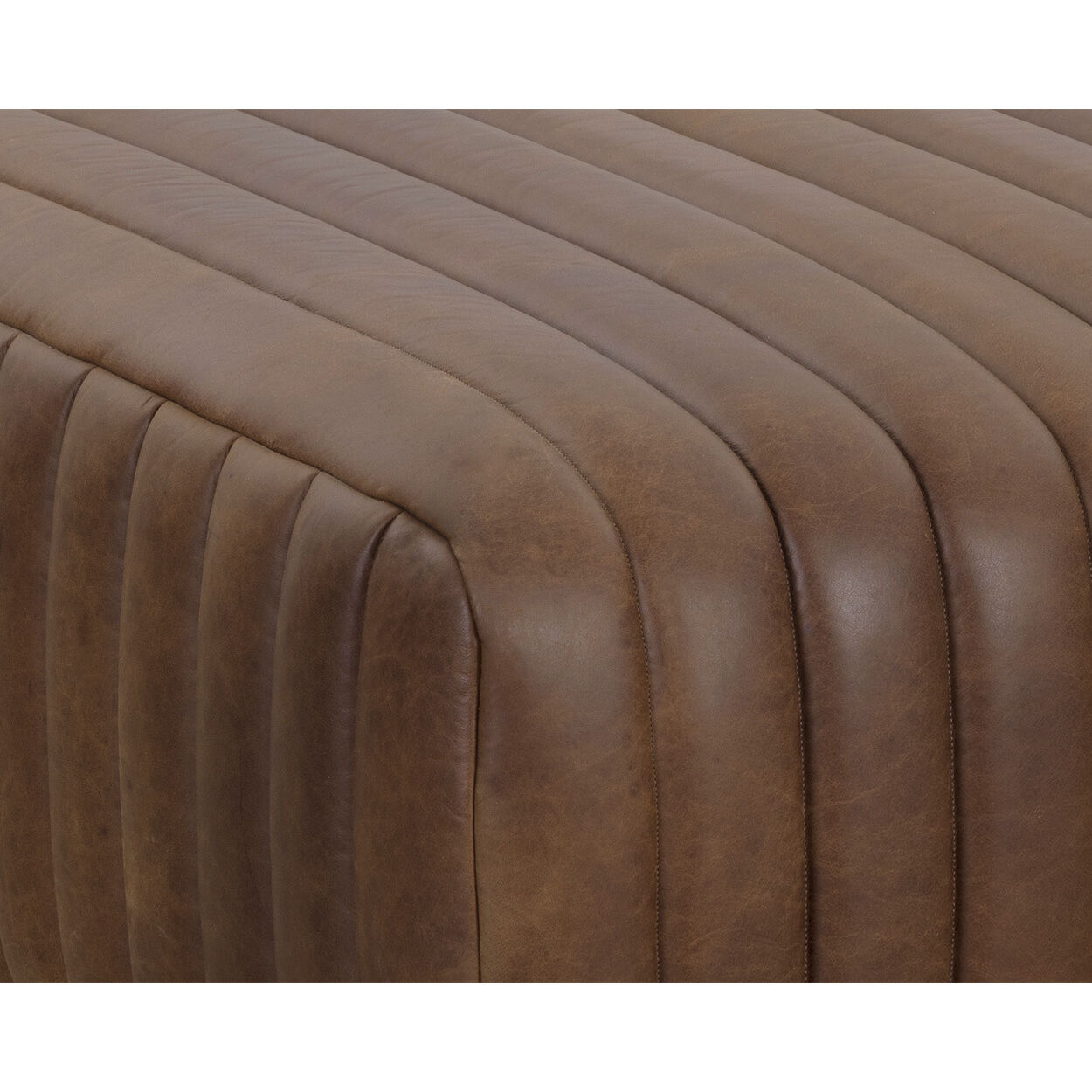 Lewin 17 inch Lucia Tobacco Leather Ottoman